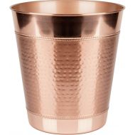 nu steel Copper Hudson Decoration Collection Wastebasket Small Round Vintage Trash Can for Bathroom, Bedroom, Dorm, College, Office, 10 X 10 X 10.8, Hammered Finish