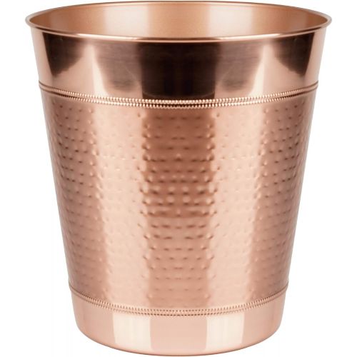  nu steel Copper Hudson Decoration Collection Wastebasket Small Round Vintage Trash Can for Bathroom, Bedroom, Dorm, College, Office, 10 X 10 X 10.8, Hammered Finish