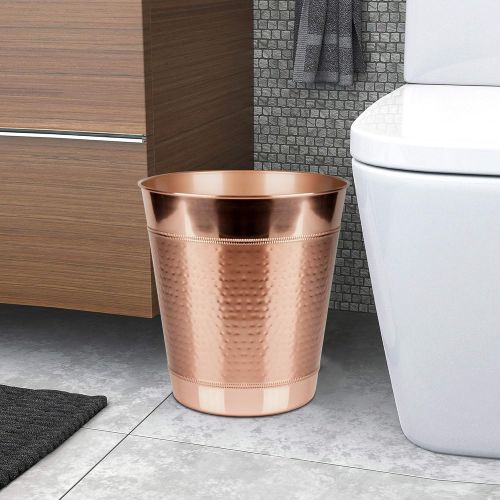  nu steel Copper Hudson Decoration Collection Wastebasket Small Round Vintage Trash Can for Bathroom, Bedroom, Dorm, College, Office, 10 X 10 X 10.8, Hammered Finish