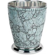 nu steel Iceberg Collection Wastebasket Small Round Vintage Trash Can for Bathroom, Bedroom, Dorm, College, Office, 8.5 x 8.5 x 10.4, Aqua Mosaic Finish