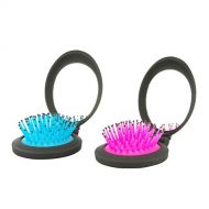 NuAngela Folding Mirror Mini Pop Up Hairbrush Set