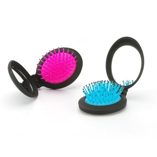  NuAngela Folding Mirror Mini Pop Up Hairbrush Set