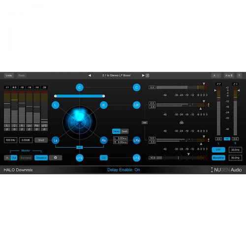  NuGen Audio},description:Halo Downmix provides a highly creative solution for precise downmixing of feature-film or 5.1 mixes to stereo. Intuitive, visual controls for relative lev