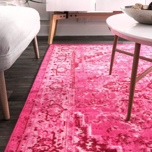  NuLOOM Traditional Vintage Persian Inspired Overdyed Floral Pink Rugs, 3 Feet by 5 Feet (3 x 5)