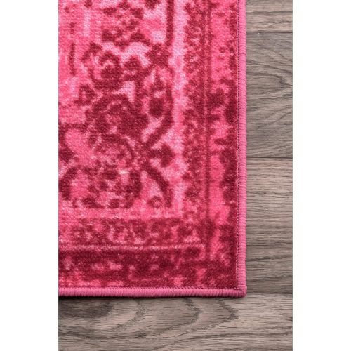  NuLOOM Traditional Vintage Persian Inspired Overdyed Floral Pink Rugs, 3 Feet by 5 Feet (3 x 5)