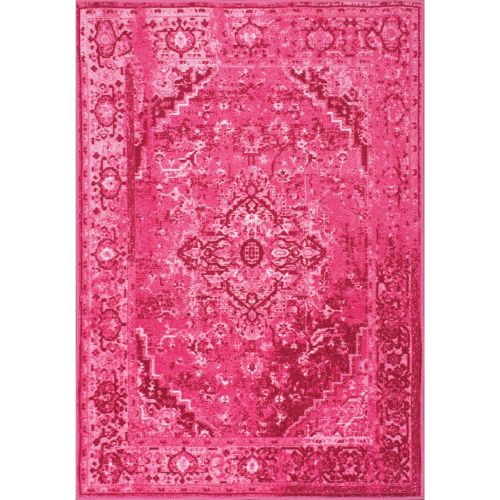  NuLOOM Traditional Vintage Persian Inspired Overdyed Floral Pink Rugs, 3 Feet by 5 Feet (3 x 5)