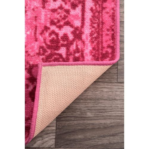  NuLOOM Traditional Vintage Persian Inspired Overdyed Floral Pink Rugs, 3 Feet by 5 Feet (3 x 5)