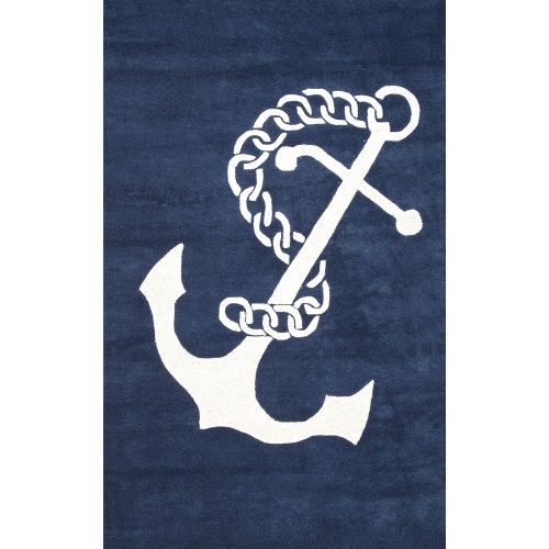  nuLOOM Set Sail Hand Tufted Wool Rug, 5 x 8, Navy