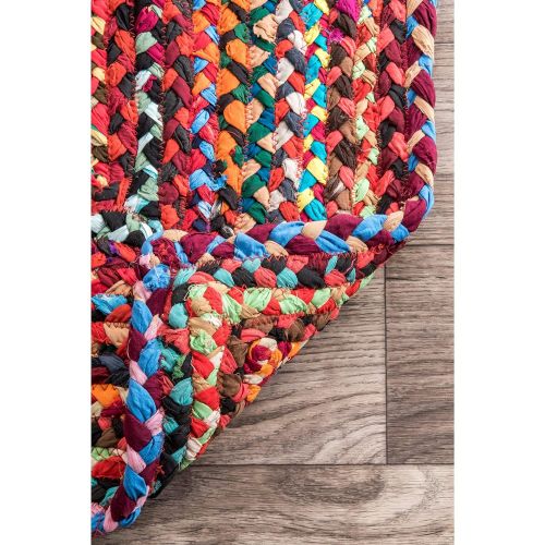  NuLOOM nuLOOM Hand Braided Bohemian Colorful Cotton Area Rug, Multi, 2 x 3