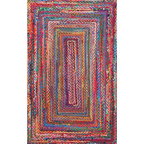  NuLOOM nuLOOM Hand Braided Bohemian Colorful Cotton Area Rug, Multi, 2 x 3