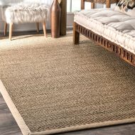 NuLOOM Handmade Natural Fiber Cotton Border Seagrass Beige Area Rugs, 4 Feet by 6 Feet (4 x 6)
