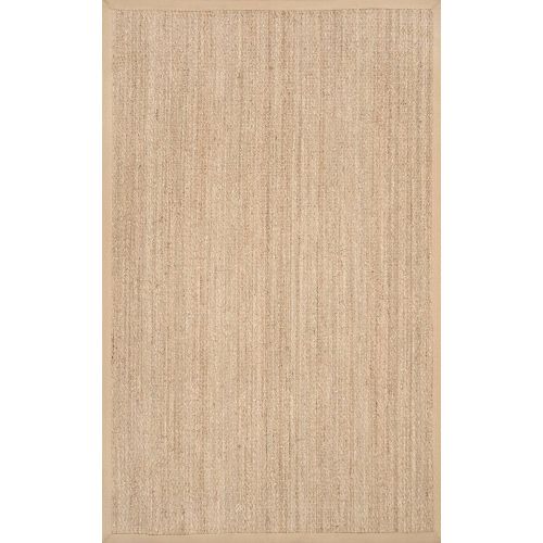  NuLOOM Handmade Natural Fiber Cotton Border Seagrass Beige Area Rugs, 4 Feet by 6 Feet (4 x 6)