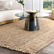 NuLOOM nuLOOM NCCL01 Natura Collection Chunky Loop Jute Casuals Natural Fibers Hand Woven Area Rug, 7 6 x 9 6 , Beige