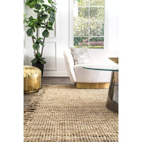  NuLOOM nuLOOM NCCL01 Natura Collection Chunky Loop Jute Casuals Natural Fibers Hand Woven Area Rug, 7 6 x 9 6 , Beige