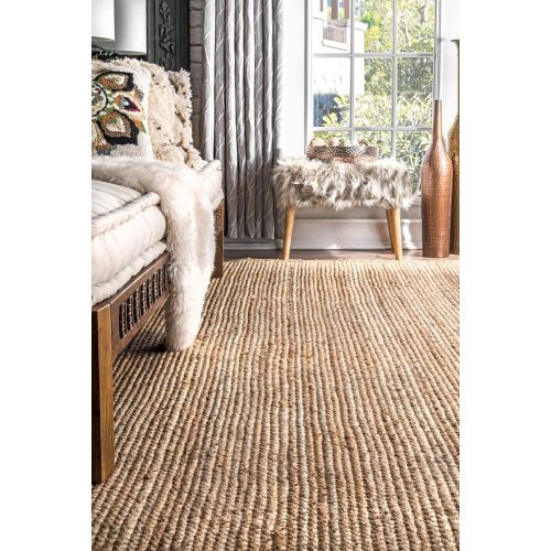  NuLOOM nuLOOM Hand Woven Casual Jute Braided Area Rug, Natural, 2 3 x 4 Oval