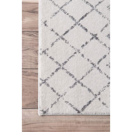  NuLOOM nuLOOM Contemporary Transitional Moroccan Trellis Area Rug, Grey, 4 x 6