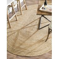 NuLOOM nuLOOM Hand Woven Casual Jute Braided Area Rug, Natural, 6 x 9 Oval