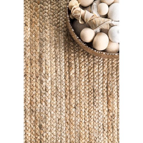  NuLOOM nuLOOM Hand Woven Casual Jute Braided Area Rug, Natural, 6 x 9 Oval
