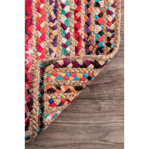  nuLOOM Aleen Braided Cotton/ Jute Runner Rug, 2 6 x 8, Multi