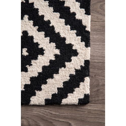  NuLOOM nuLOOM Contemporary Kellee Diamond Wool Rug, 7 6 x 9 6, Black