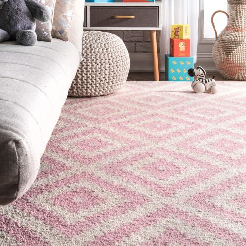  nuLOOM Multi Diamond Ariana Kellee Contemporary Wool Rug, 5 x 8, Light Pink