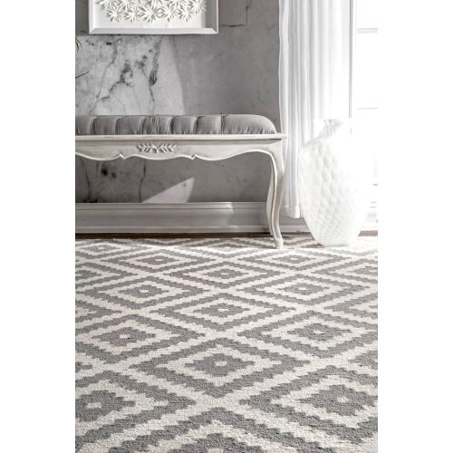  NuLOOM nuLOOM Contemporary Kellee Diamond Wool Rug, 6 Square, Grey