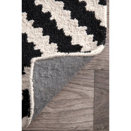  nuLOOM Handmade Tufted Kellee Contemporary Wool Rug, 10 x 14, Black