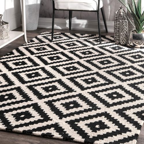  nuLOOM Handmade Tufted Kellee Contemporary Wool Rug, 10 x 14, Black