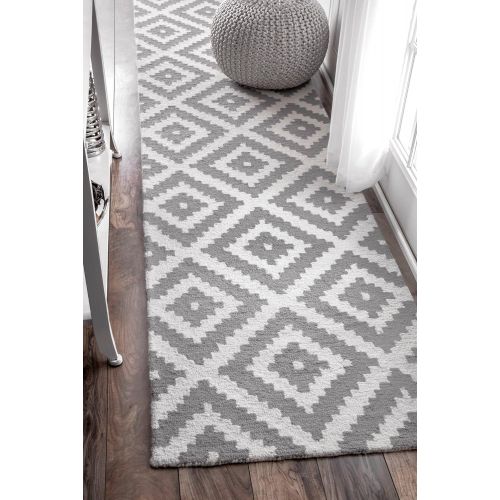  NuLOOM nuLOOM Contemporary Kellee Diamond Wool Runner Rug, 2 6 x 12, Grey