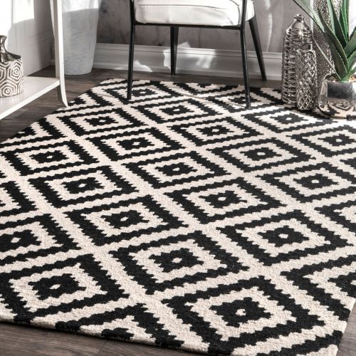  NuLOOM nuLOOM Contemporary Kellee Diamond Large Wool Rug, 9 x 12, Grey