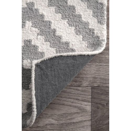  NuLOOM nuLOOM HandMade Tufted Kellee Contemporary Wool Rug, 10 x 14, Grey, Gray