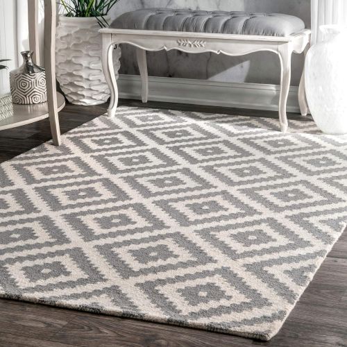  NuLOOM nuLOOM HandMade Tufted Kellee Contemporary Wool Rug, 10 x 14, Grey, Gray