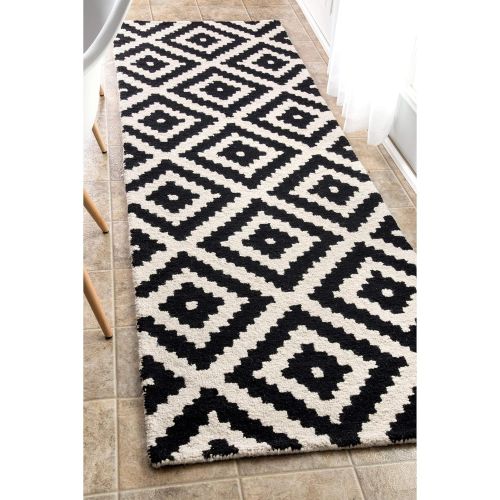  NuLOOM nuLOOM Contemporary Kellee Diamond Wool Runner Rug, 2 6 x 10, Black