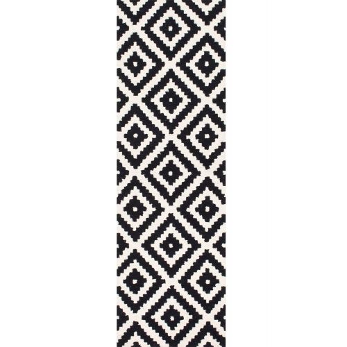  NuLOOM nuLOOM Contemporary Kellee Diamond Wool Runner Rug, 2 6 x 12, Black