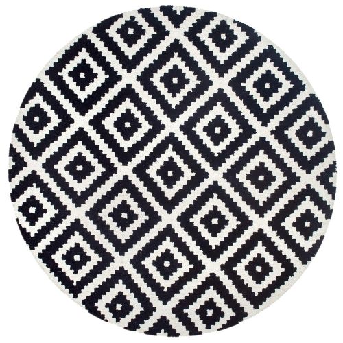  NuLOOM nuLOOM Contemporary Kellee Diamond Wool Rug, 6 Round, Black