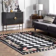 NuLOOM nuLOOM Heritage Collection Home on The Range Animal Prints, Kids, Country and Floral Hand Made Area Rug, 5-Feet by 8-Feet, Black