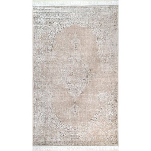  NuLOOM nuLOOM 200DCRS03B Vintage Medallion Cantrell Fringe Area Rug, 7 6 x 9 6, Light Brown