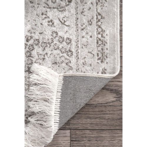  NuLOOM nuLOOM 200DCRS03B Vintage Medallion Cantrell Fringe Area Rug, 7 6 x 9 6, Light Brown