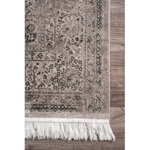  NuLOOM nuLOOM 200DCRS03B Vintage Medallion Cantrell Fringe Area Rug, 7 6 x 9 6, Light Brown