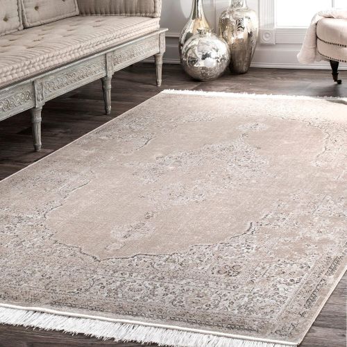  NuLOOM nuLOOM 200DCRS03B Vintage Medallion Cantrell Fringe Area Rug, 7 6 x 9 6, Light Brown