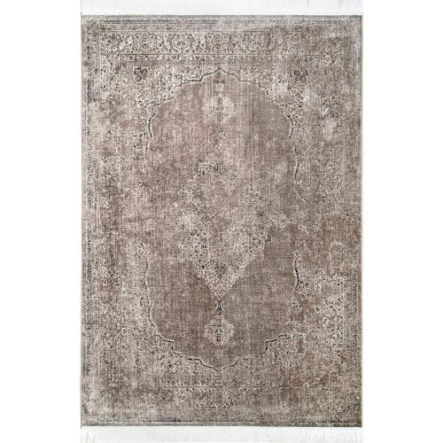  NuLOOM nuLOOM 200DCRS03B Vintage Medallion Cantrell Fringe Area Rug, 7 6 x 9 6, Light Brown