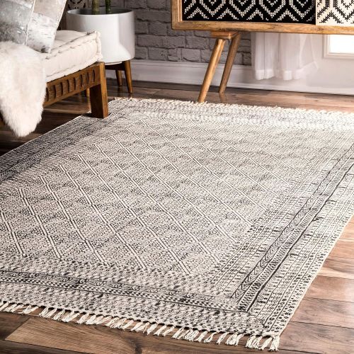  NuLOOM nuLOOM RACH14A Flatweave Rita Moroccan Trellis Rug, 8 6 x 11 6, Ivory