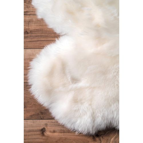  NuLOOM nuLOOM Sheepskin Collection Luxe Shag and Flokati Contemporary Hand Made Area Rug, Sexto Pelt, Natural