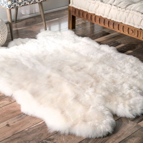  NuLOOM nuLOOM Sheepskin Collection Luxe Shag and Flokati Contemporary Hand Made Area Rug, Sexto Pelt, Natural