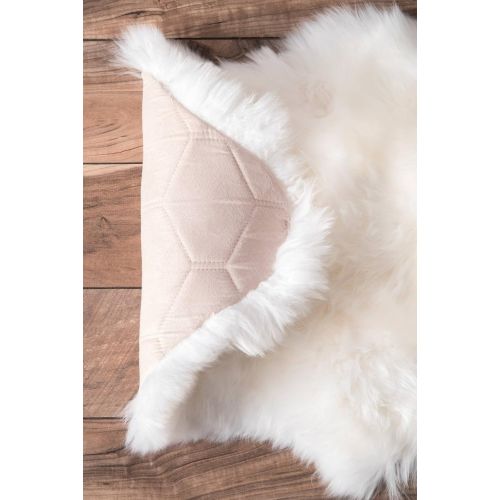  NuLOOM nuLOOM Sheepskin Collection Luxe Shag and Flokati Contemporary Hand Made Area Rug, Sexto Pelt, Natural