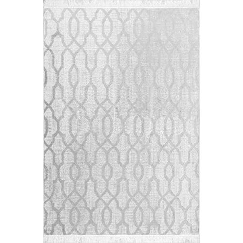  NuLOOM nuLOOM DCRS05A Distressed Trellis Viola Fringe Area Rug, 5 x 8, Silver