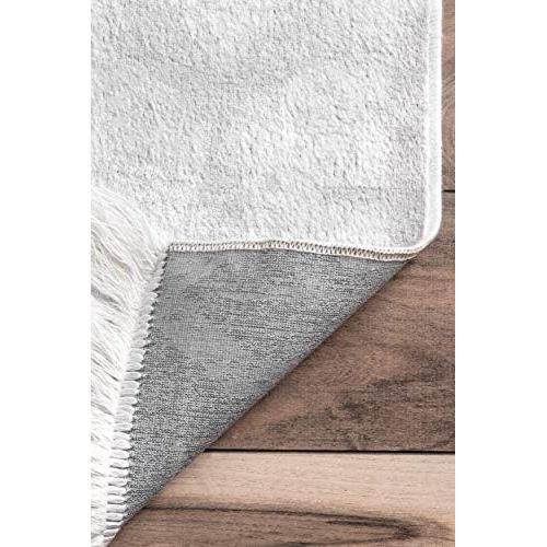  NuLOOM nuLOOM DCRS05A Distressed Trellis Viola Fringe Area Rug, 5 x 8, Silver