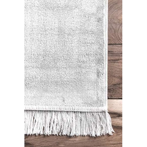  NuLOOM nuLOOM DCRS05A Distressed Trellis Viola Fringe Area Rug, 5 x 8, Silver