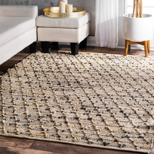  NuLOOM nuLOOM GRNT01A Amelia Jute Lattice Area Rug, 7 6 x 9 6, Natural