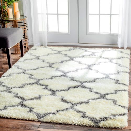  NuLOOM nuLOOM Grey Luna Trellis Shag Area Rug, 7 10 x 10